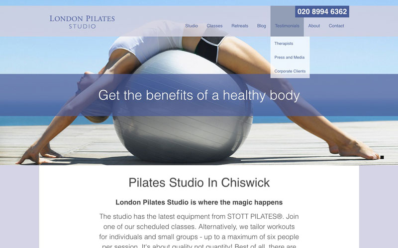 Pilates Studio Website Design london web site online pilates chiswick