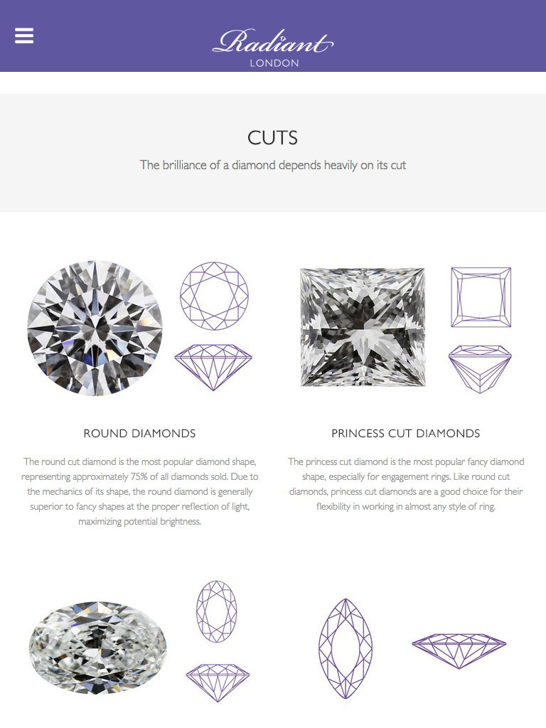 Radiant Diamonds diamonds polished rough cut showcase website
