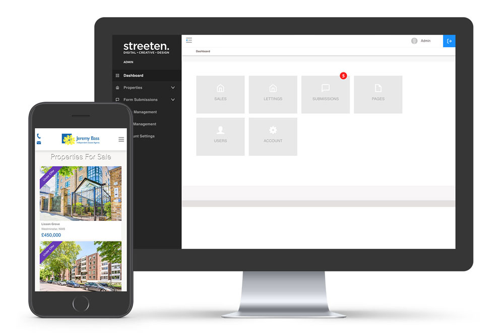 Estate agent website dashboard